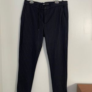 Zara Men’s Woven Blue Pinstripe Pants | Size: L